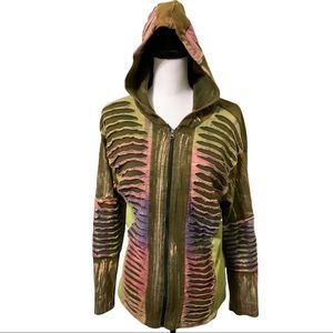 Kathmandu Hoodie Jacket Nepal 100% Cotton Zip Up Size L